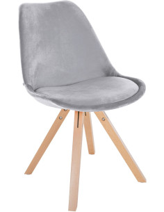Chaise moderne scandinave en Velours Gris clair Bois Naturel Jayana - 1