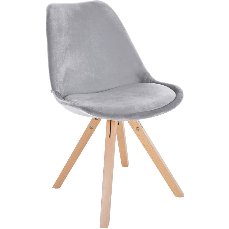 Chaise moderne scandinave en Velours Gris clair Bois Naturel Jayana - 1