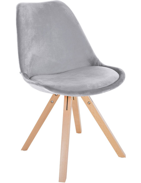 Chaise moderne scandinave en Velours Gris clair Bois Naturel Jayana - 1