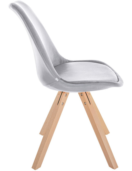 Chaise moderne scandinave en Velours Gris clair Bois Naturel Jayana - 3