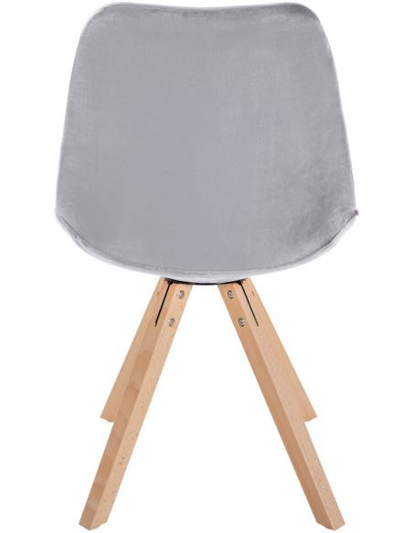 Chaise moderne scandinave en Velours Gris clair Bois Naturel Jayana - 4
