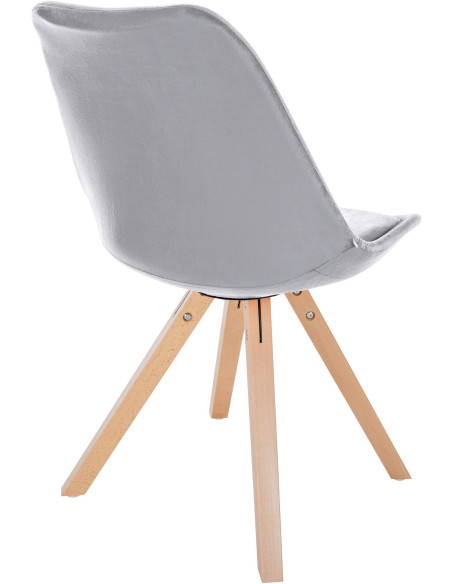 Chaise moderne scandinave en Velours Gris clair Bois Naturel Jayana - 5