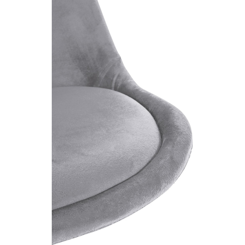 Chaise moderne scandinave en Velours Gris clair Bois Naturel Jayana - 6