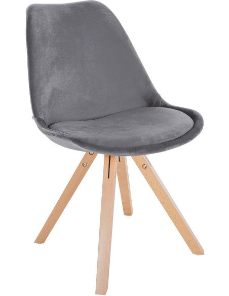 Chaise moderne scandinave en Velours Gris foncé Bois Naturel Jayana - 1