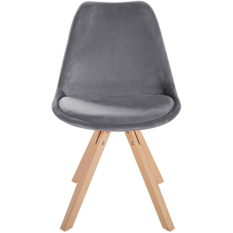 Chaise moderne scandinave en Velours Gris foncé Bois Naturel Jayana - 2