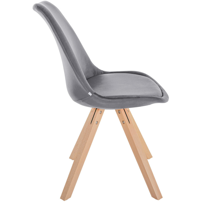 Chaise moderne scandinave en Velours Gris foncé Bois Naturel Jayana - 3