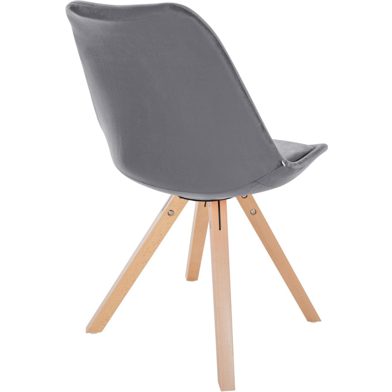 Chaise moderne scandinave en Velours Gris foncé Bois Naturel Jayana - 5