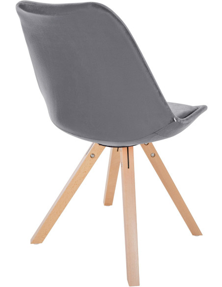 Chaise moderne scandinave en Velours Gris foncé Bois Naturel Jayana - 5