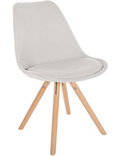 Chaise moderne scandinave en Tissu Blanc crème Bois Naturel Kalia - 1