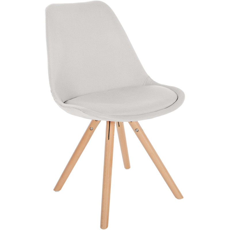 Chaise moderne scandinave en Tissu Blanc crème Bois Naturel Kalia - 1