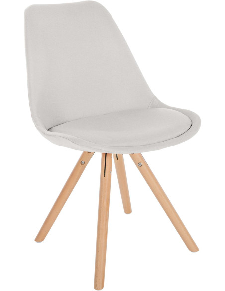Chaise moderne scandinave en Tissu Blanc crème Bois Naturel Kalia - 1