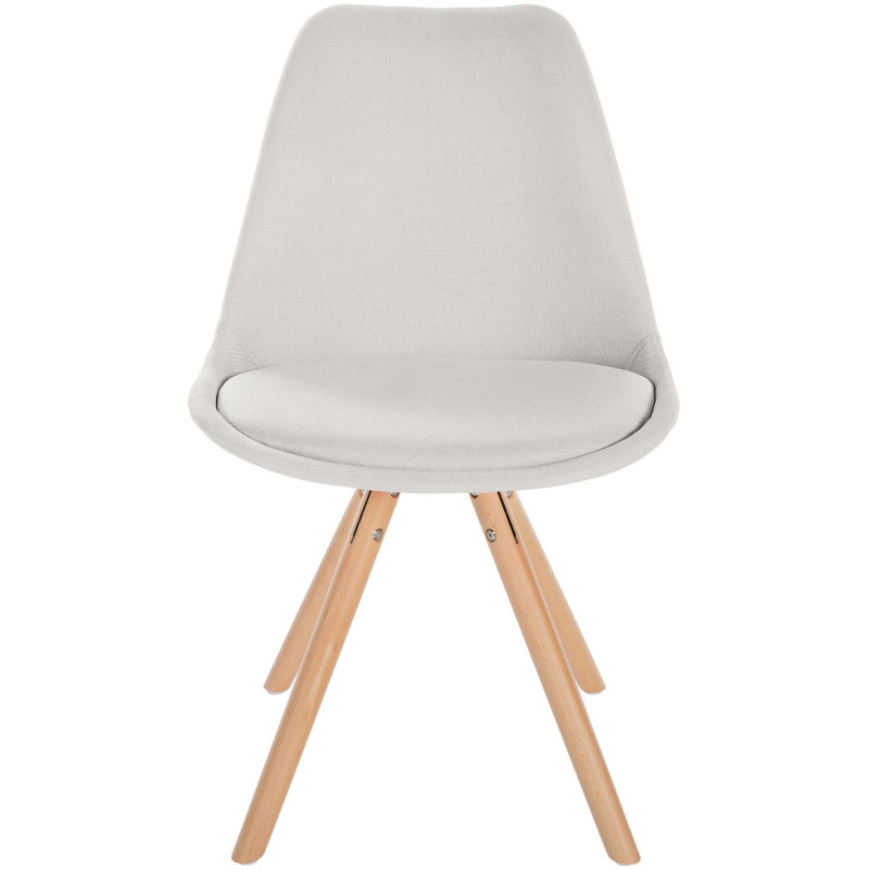 Chaise moderne scandinave en Tissu Blanc crème Bois Naturel Kalia - 2