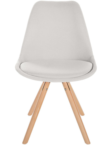 Chaise moderne scandinave en Tissu Blanc crème Bois Naturel Kalia - 2