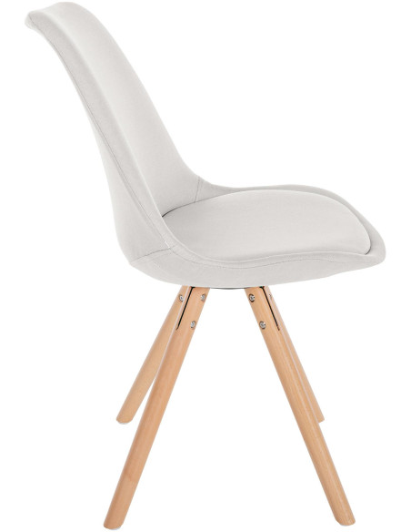 Chaise moderne scandinave en Tissu Blanc crème Bois Naturel Kalia - 3
