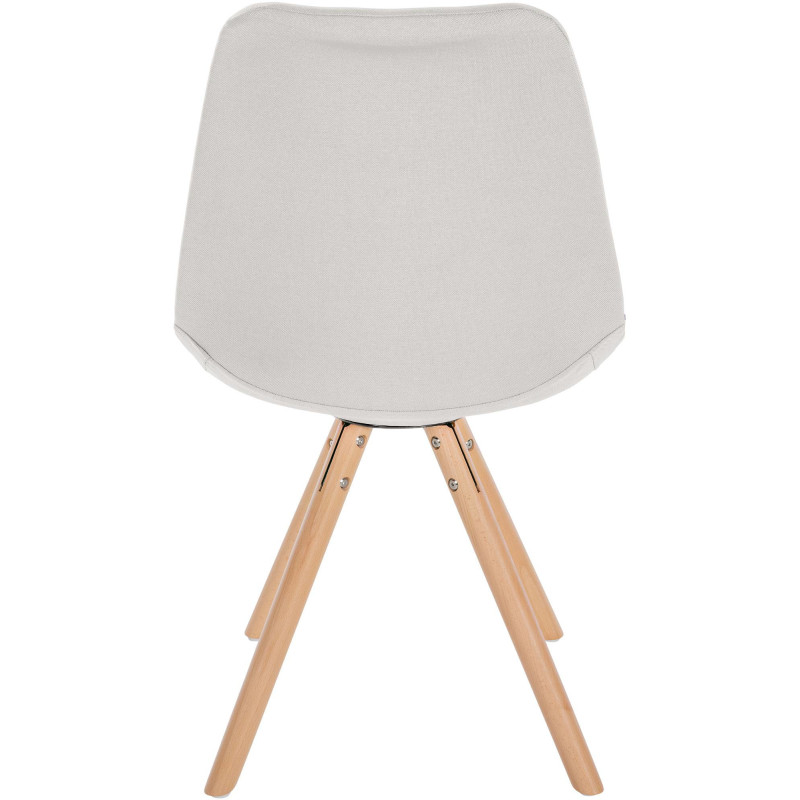 Chaise moderne scandinave en Tissu Blanc crème Bois Naturel Kalia - 4