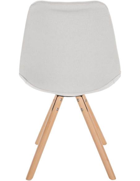 Chaise moderne scandinave en Tissu Blanc crème Bois Naturel Kalia - 4