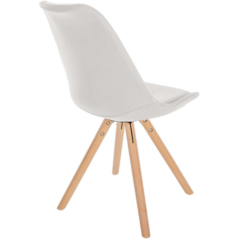 Chaise moderne scandinave en Tissu Blanc crème Bois Naturel Kalia - 5