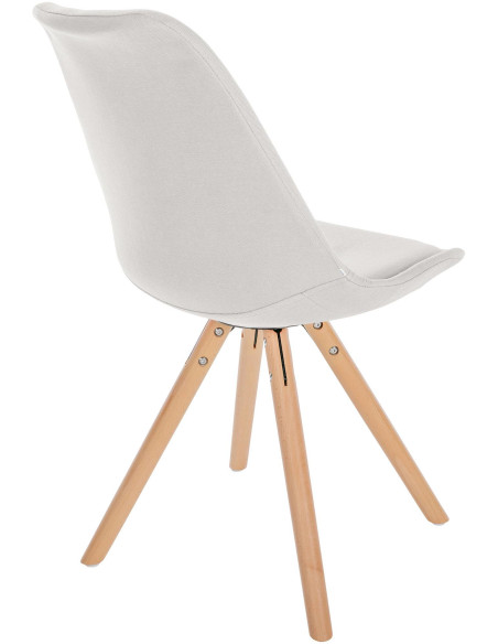 Chaise moderne scandinave en Tissu Blanc crème Bois Naturel Kalia - 5