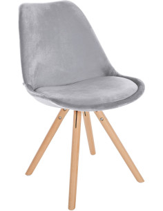 Chaise moderne scandinave en Velours Gris clair Bois Naturel Kalia - 1
