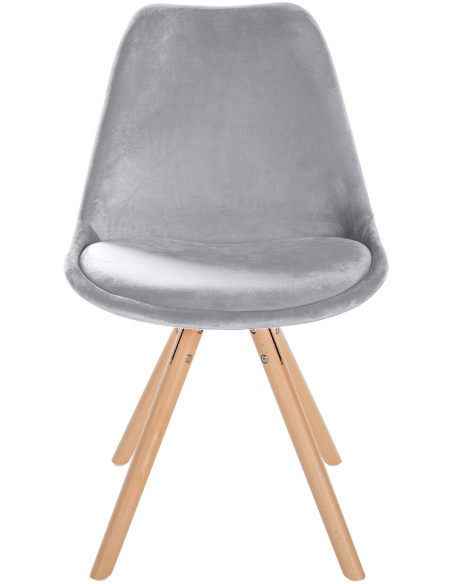 Chaise moderne scandinave en Velours Gris clair Bois Naturel Kalia - 2