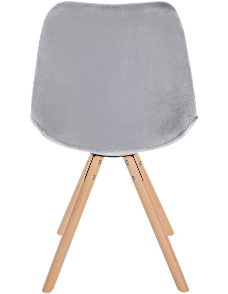 Chaise moderne scandinave en Velours Gris clair Bois Naturel Kalia - 4