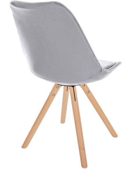 Chaise moderne scandinave en Velours Gris clair Bois Naturel Kalia - 5