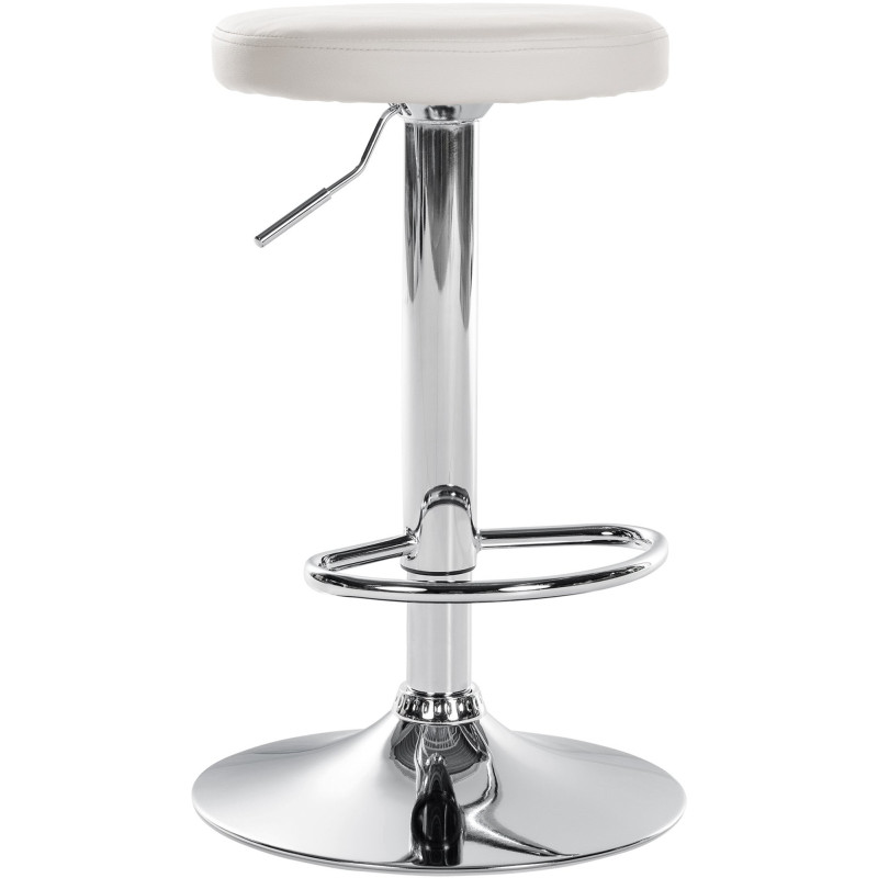 Tabouret de bar design pivotant en Polyuréthane Blanc Métal Chromé Brillant Tao - 1