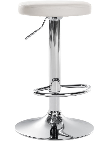 Tabouret de bar design pivotant en Polyuréthane Blanc Métal Chromé Brillant Tao - 1