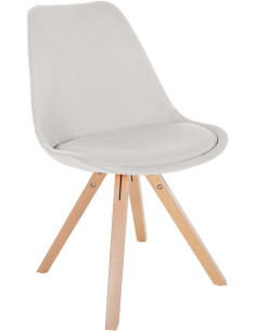 Chaise moderne scandinave en Tissu Blanc crème Bois Naturel Jayana - 1
