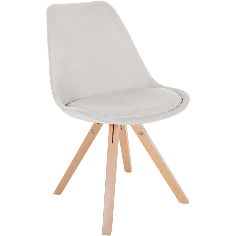 Chaise moderne scandinave en Tissu Blanc crème Bois Naturel Jayana - 1