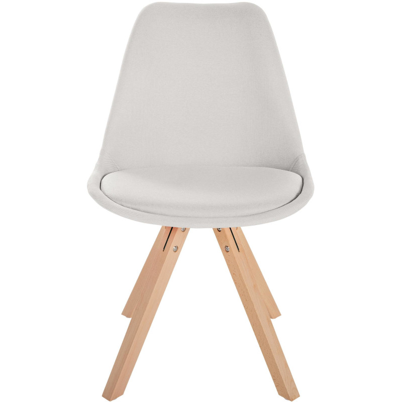 Chaise moderne scandinave en Tissu Blanc crème Bois Naturel Jayana - 2