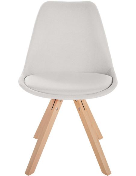 Chaise moderne scandinave en Tissu Blanc crème Bois Naturel Jayana - 2