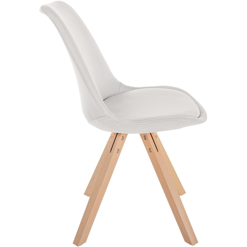 Chaise moderne scandinave en Tissu Blanc crème Bois Naturel Jayana - 3
