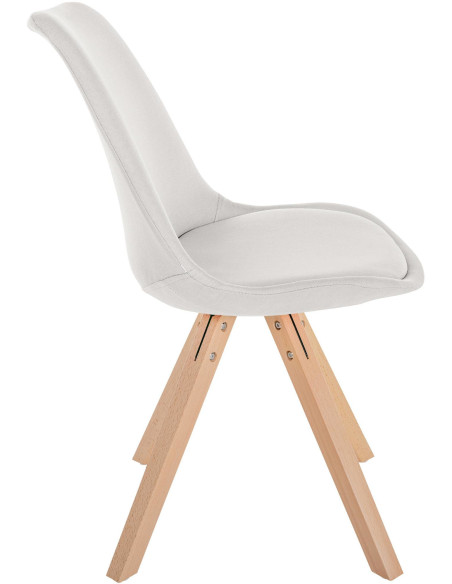 Chaise moderne scandinave en Tissu Blanc crème Bois Naturel Jayana - 3