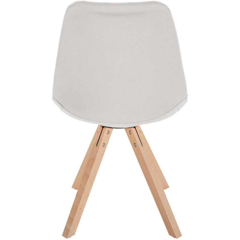 Chaise moderne scandinave en Tissu Blanc crème Bois Naturel Jayana - 4