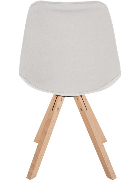Chaise moderne scandinave en Tissu Blanc crème Bois Naturel Jayana - 4