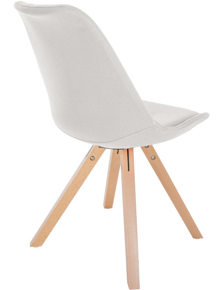 Chaise moderne scandinave en Tissu Blanc crème Bois Naturel Jayana - 5