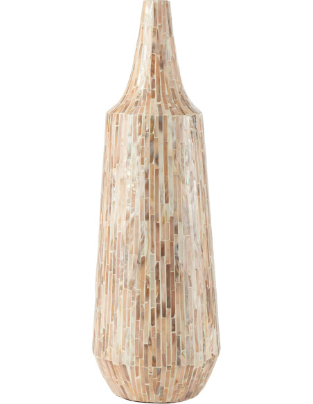 Vase Bouteille XXL Nuye Hauteur 70 cm en Papier Coquillage Beige Motif mosaïque - 1