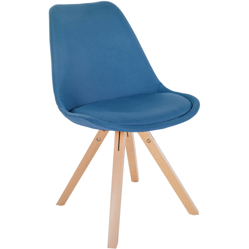 Chaise moderne scandinave en Tissu Bleu Bois Naturel Jayana  - 1
