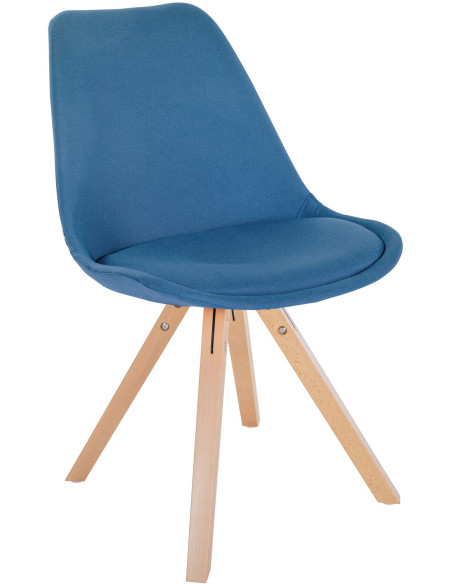 Chaise moderne scandinave en Tissu Bleu Bois Naturel Jayana  - 1