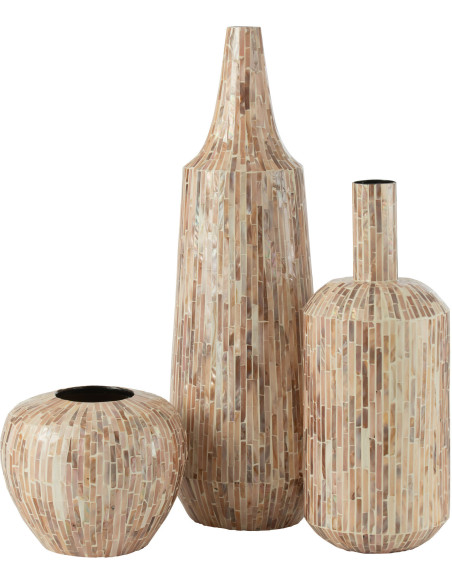 Vase Bouteille XXL Nuye Hauteur 70 cm en Papier Coquillage Beige Motif mosaïque - 2