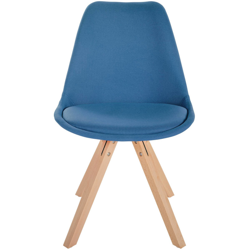 Chaise moderne scandinave en Tissu Bleu Bois Naturel Jayana  - 2