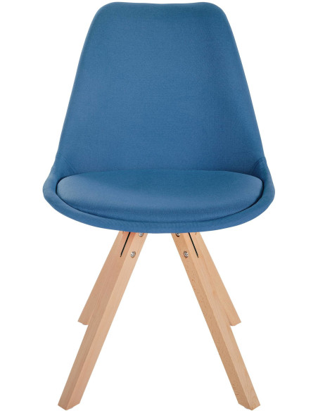 Chaise moderne scandinave en Tissu Bleu Bois Naturel Jayana  - 2