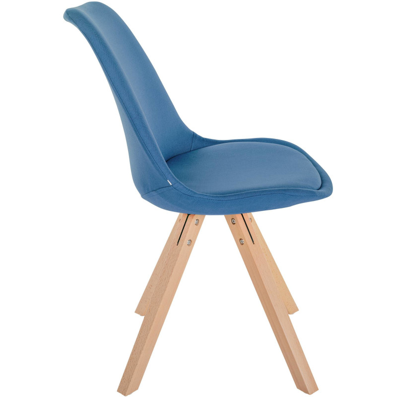 Chaise moderne scandinave en Tissu Bleu Bois Naturel Jayana  - 3