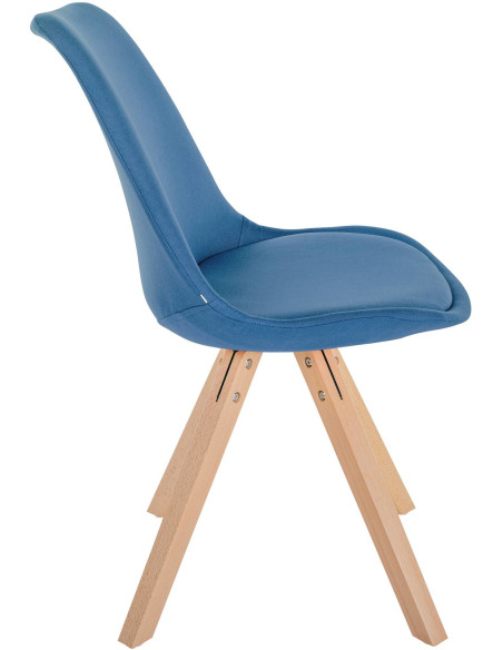Chaise moderne scandinave en Tissu Bleu Bois Naturel Jayana  - 3