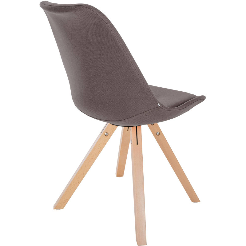 Chaise moderne scandinave en Tissu Taupe Bois Naturel Jayana - 5