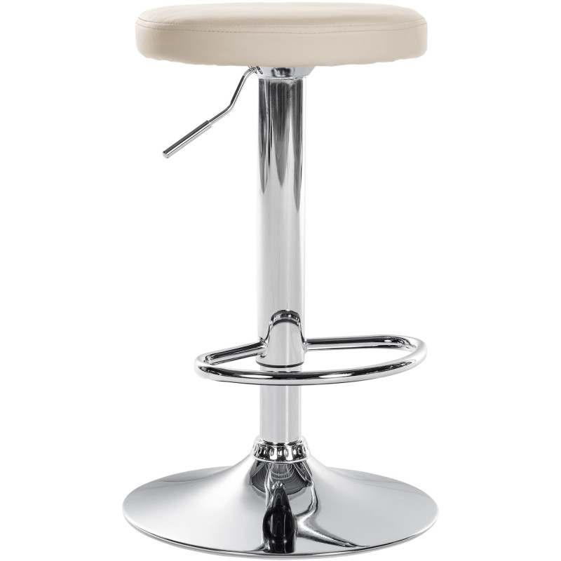 Tabouret de bar design pivotant en Polyuréthane Blanc crème Métal Chromé Brillant Tao - 1