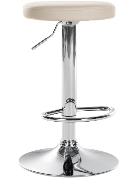 Tabouret de bar design pivotant en Polyuréthane Blanc crème Métal Chromé Brillant Tao - 1