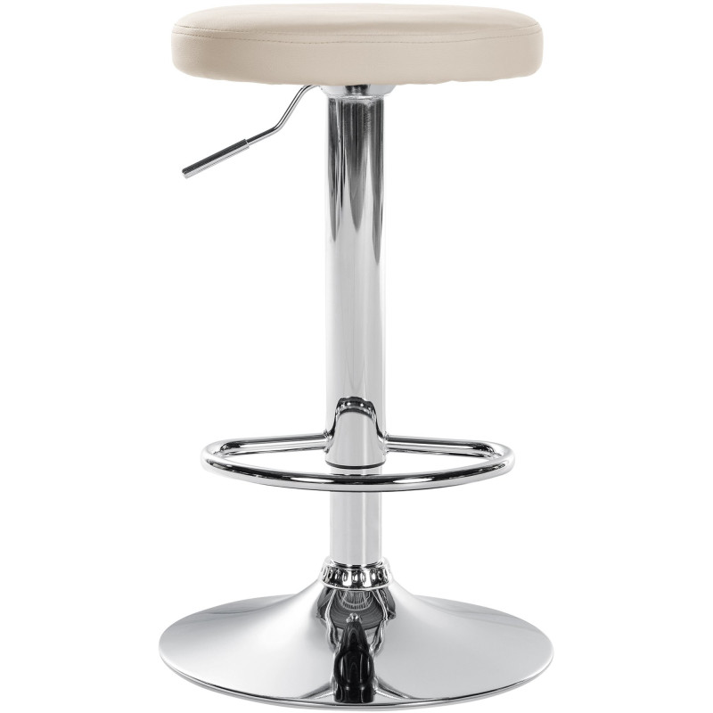 Tabouret de bar design pivotant en Polyuréthane Blanc crème Métal Chromé Brillant Tao - 2