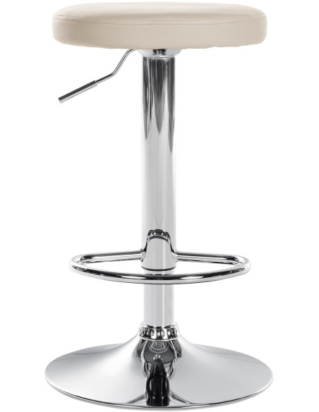 Tabouret de bar design pivotant en Polyuréthane Blanc crème Métal Chromé Brillant Tao - 2